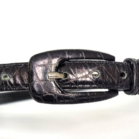 Karen Palmer for Holt Renfrew Brown Croc Embossed Belt Size M - Picture 3 of 6